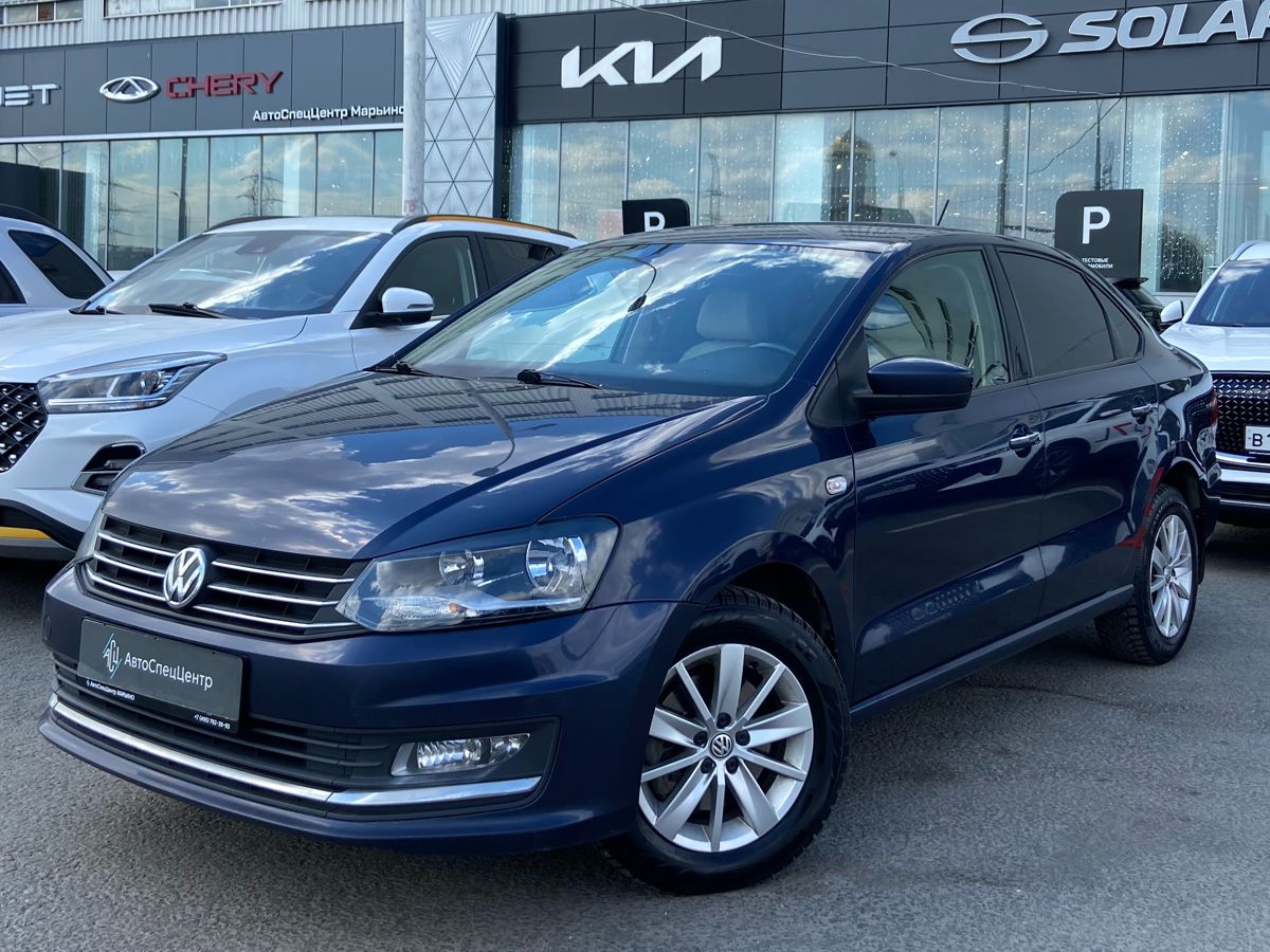 Volkswagen Polo V [рестайлинг] 1.6 AT (110 л.с.) Highline Синий 2016 с пробегом 158 000 км