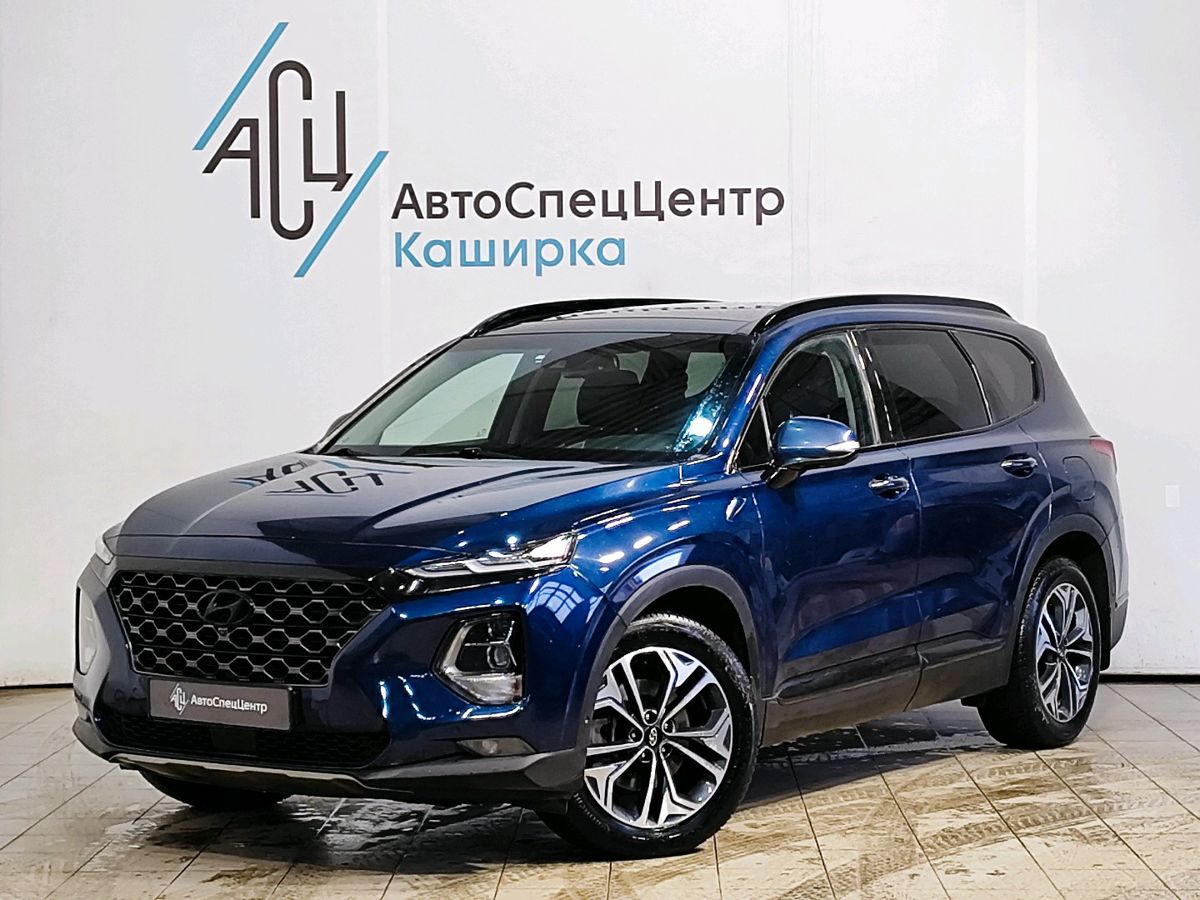 Автомобиль Hyundai Santa Fe IV поколение (TM) 2.2d AT 4WD (190 л.с.) Base Синий 2019 с пробегом 112 377 км